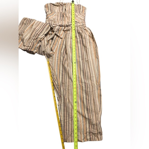 Free People stripe combo Roaming Shores beachy romper strapless jumpsuit size S - Picture 5 of 6